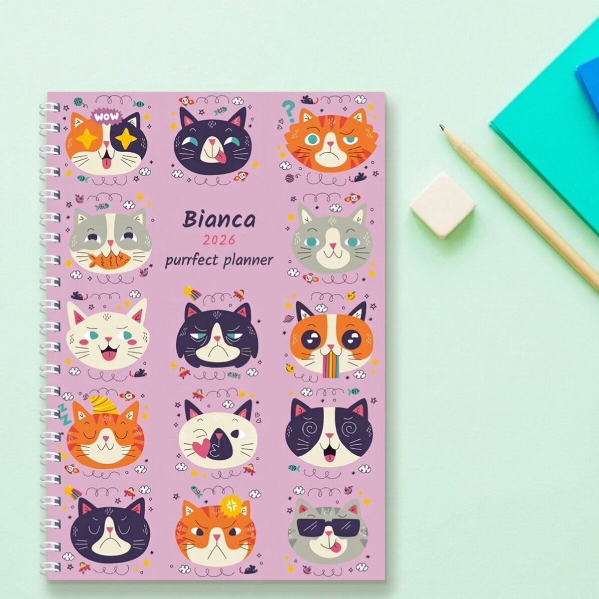 Personalised notebook with text - Cats
