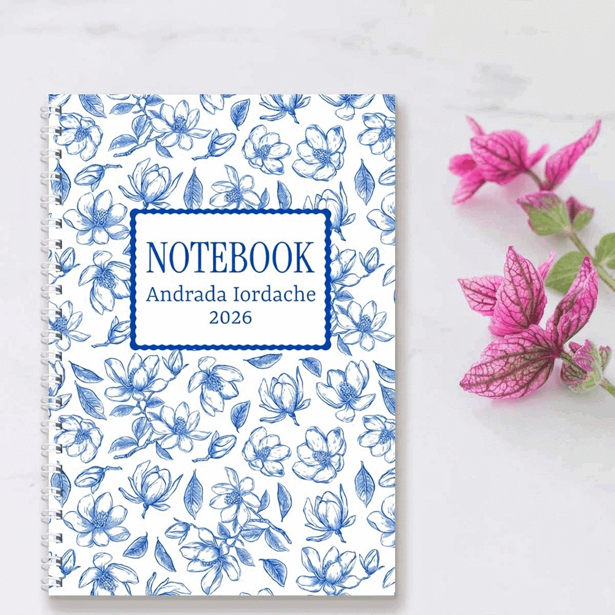 Personalised notebook with message - Flowers