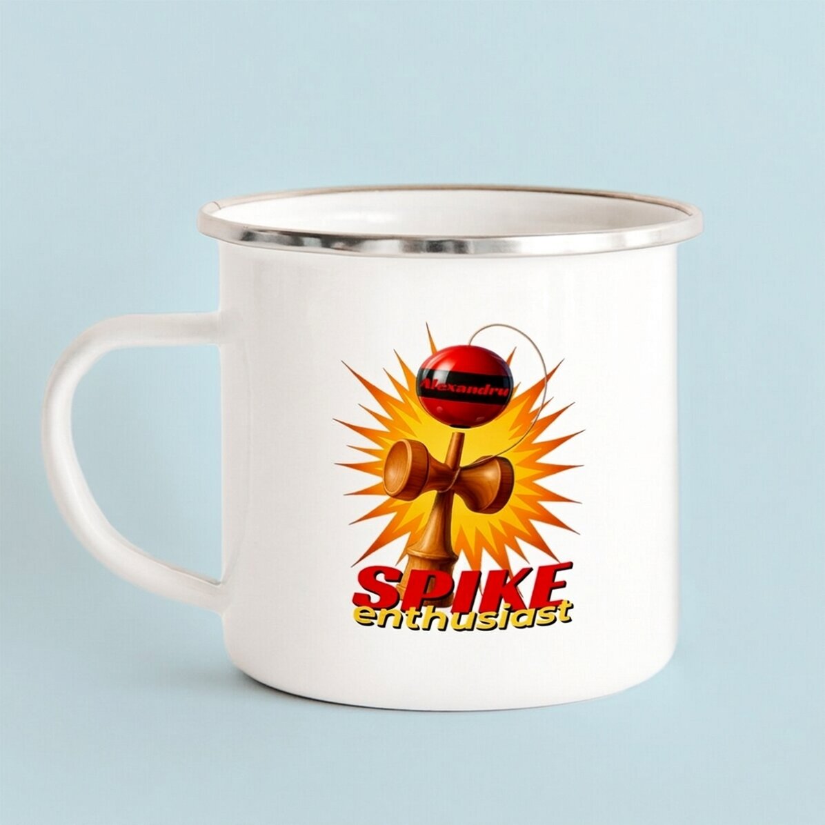 Enamelled metal mug with name for children - Spike Enthusiast