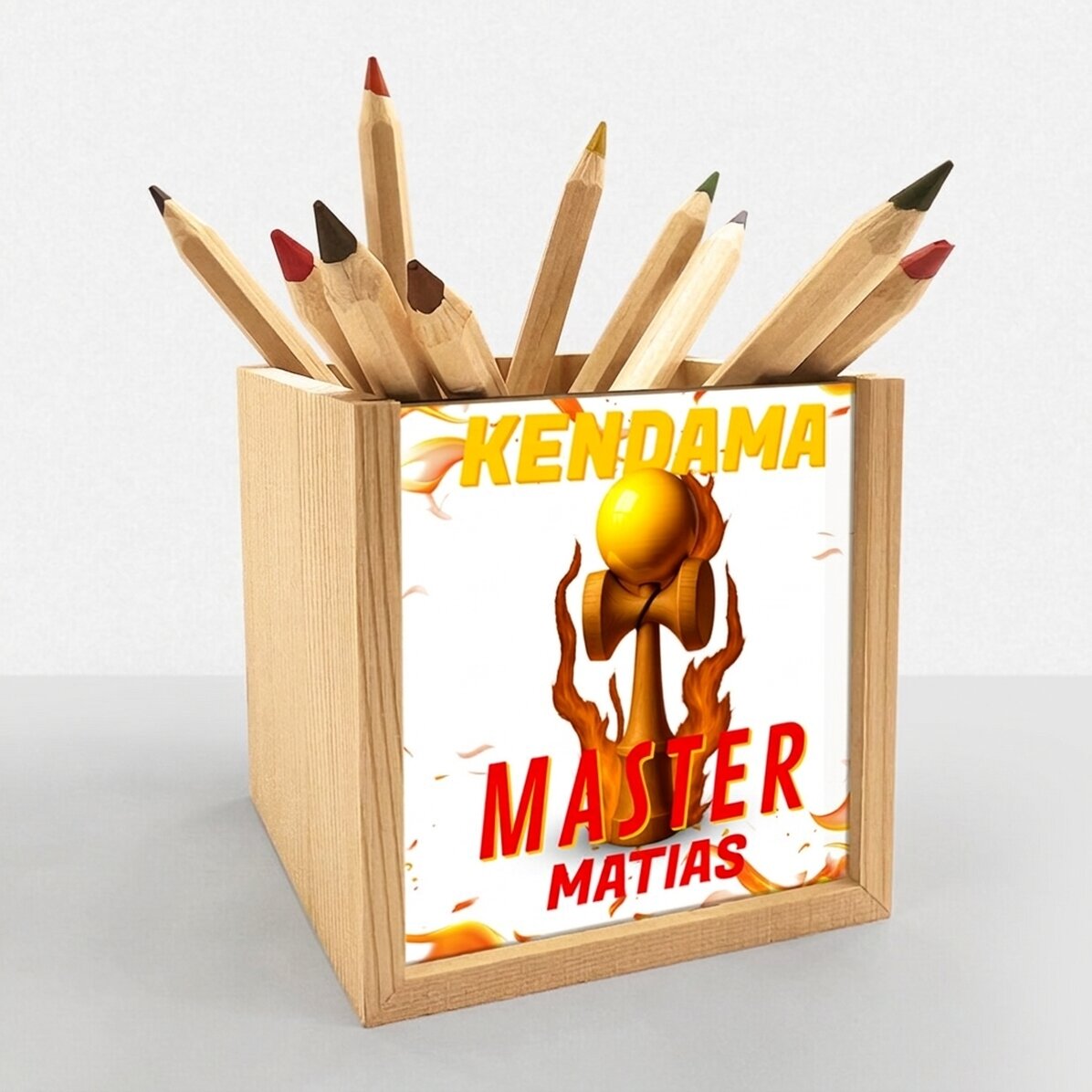 Personalised pencil holder with text - Kendama Master