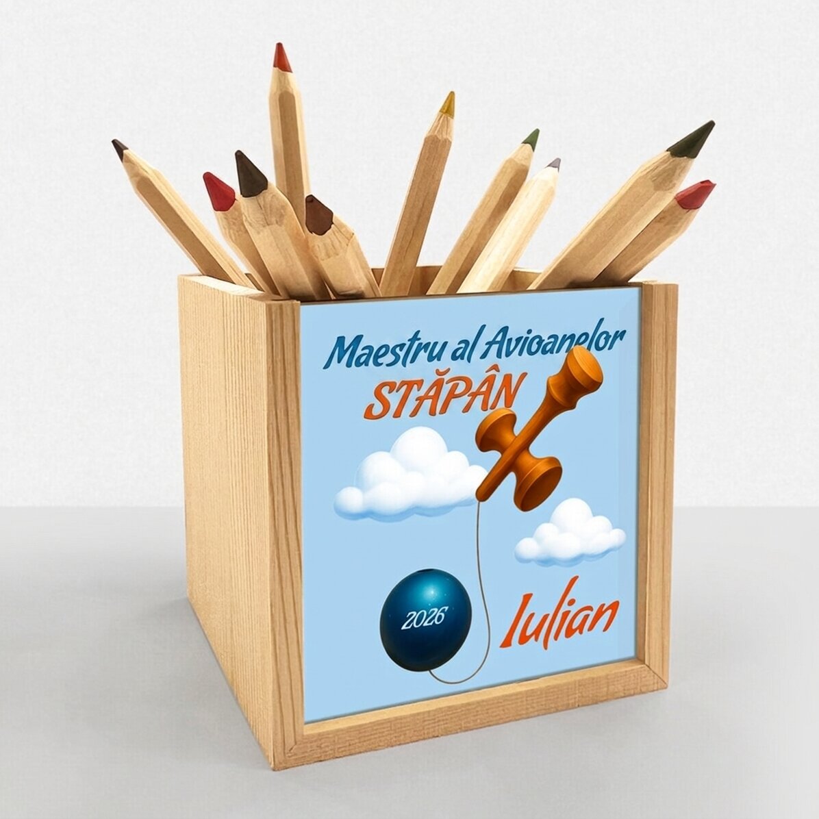 Personalised pencil holder with text - Airplane Master