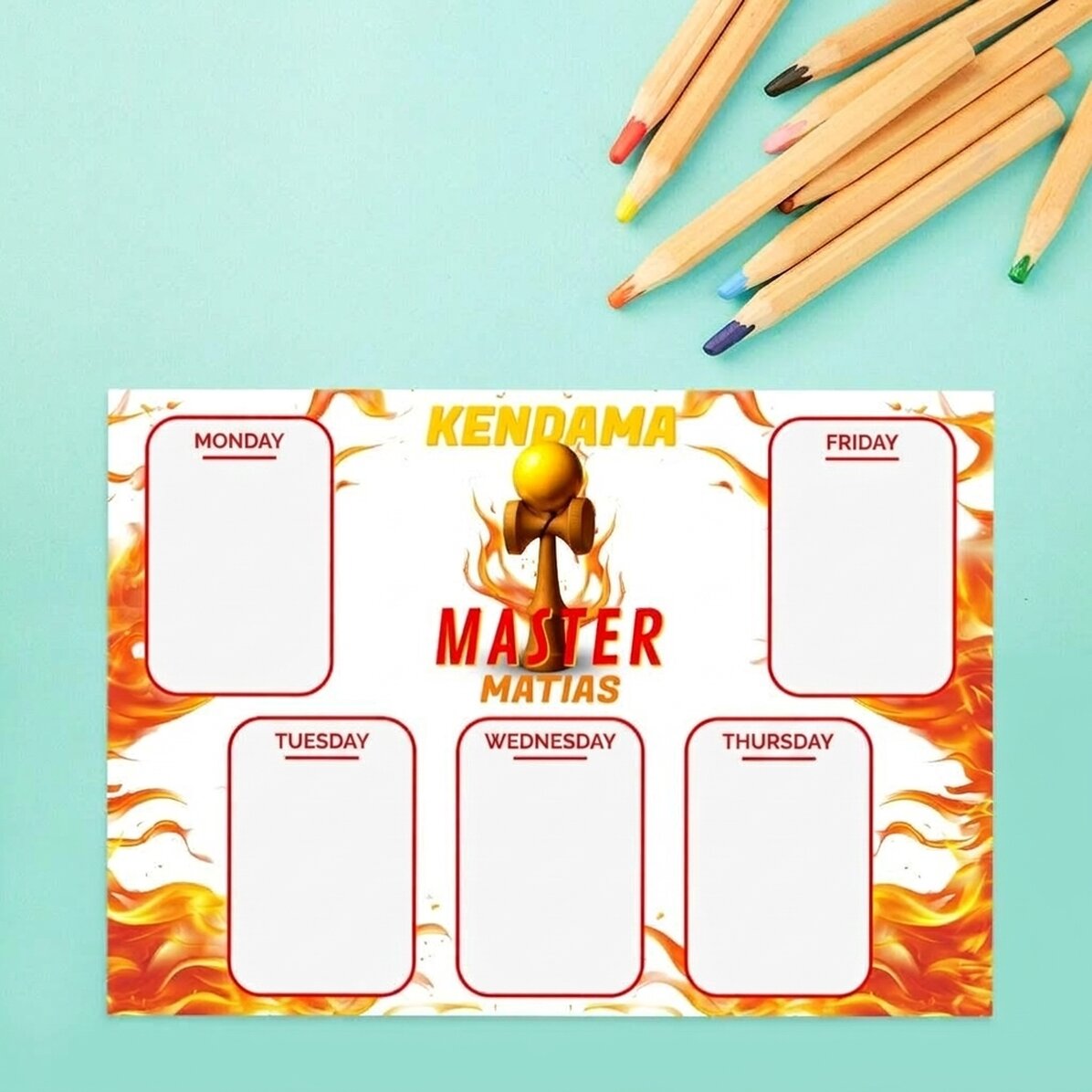 Personalised timetable with text - Kendama Master