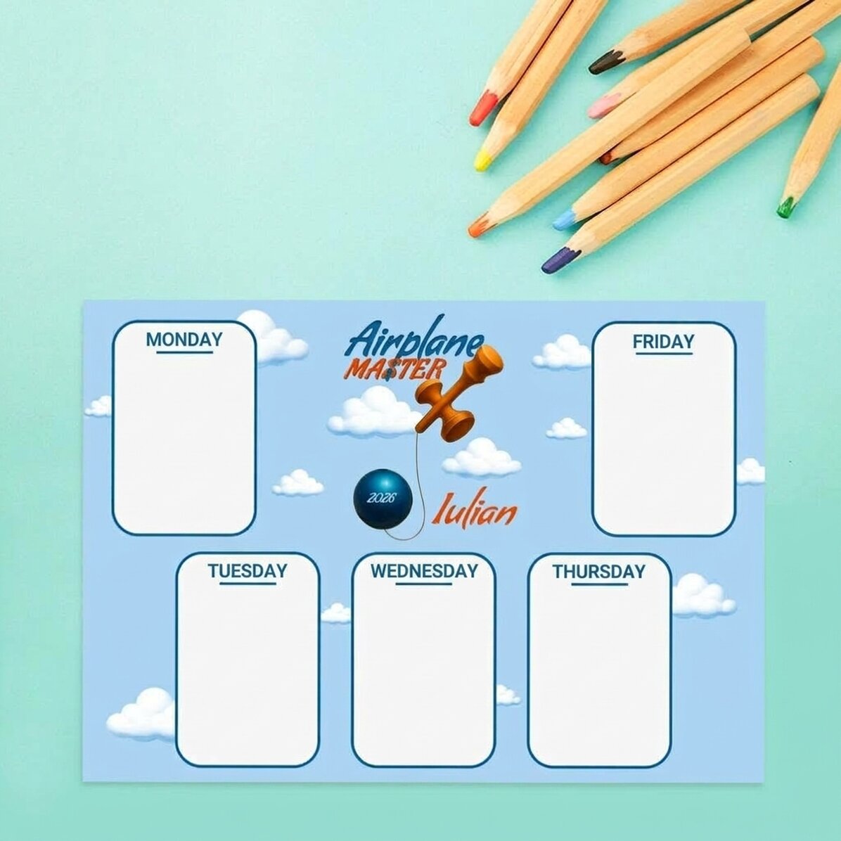 Personalised timetable with text - Airplane Master
