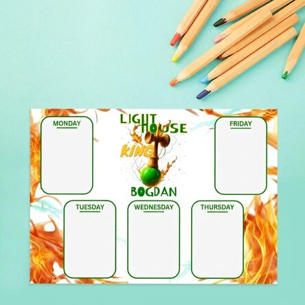 Personalised timetable with text - Lighthouse King