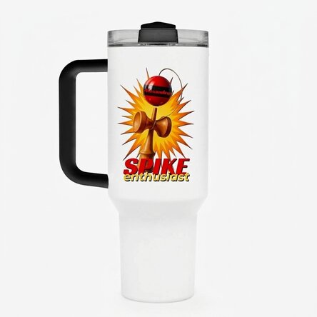 Personalised thermos mug with handle and straw - Spike Enthusiast