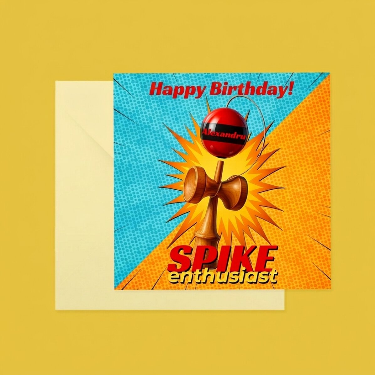 Personalised square card with text - Spike Enthusiast