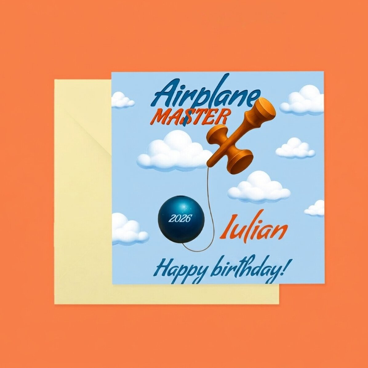 Personalised square card with text - Airplane Master