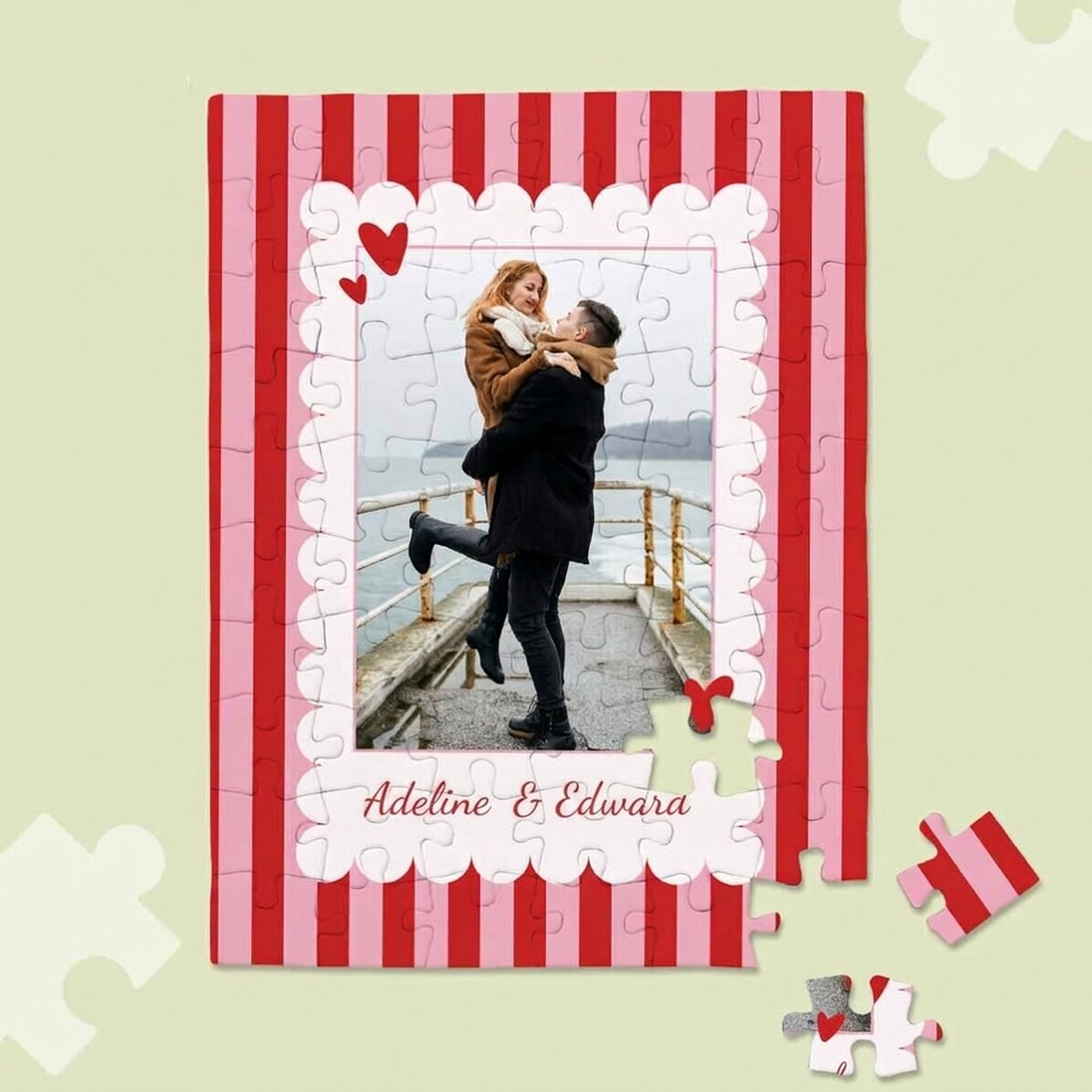 Personalised puzzle with photo and text - Love