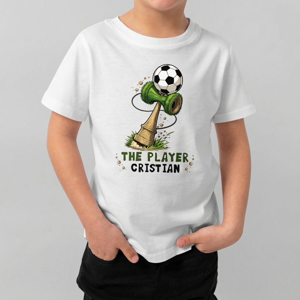 Customised cotton T-shirt for children with text - Kendama Football