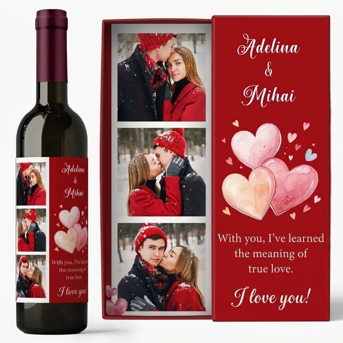 Personalised wine with photos and text - Love