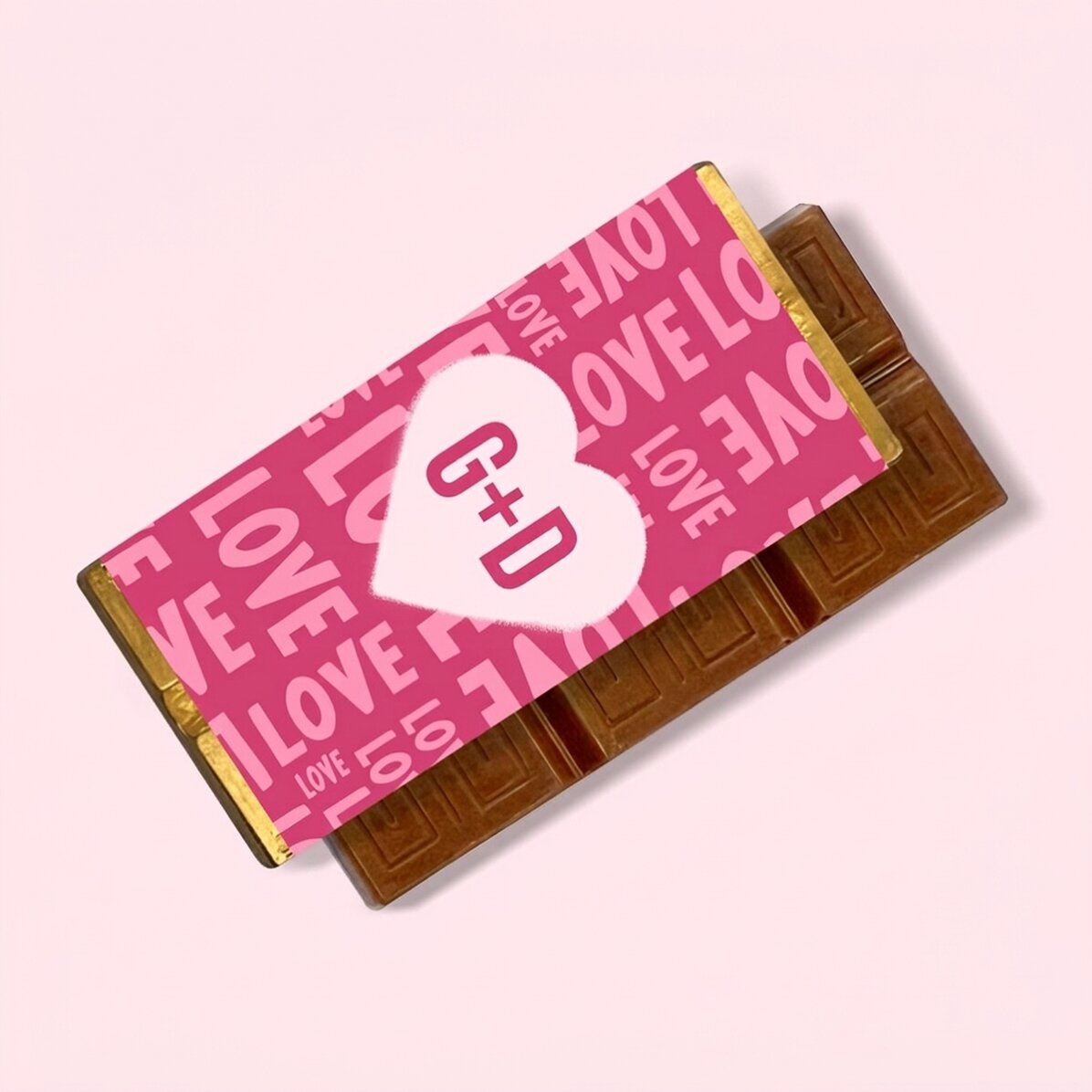 Mini chocolate bar personalised with initials - Heart