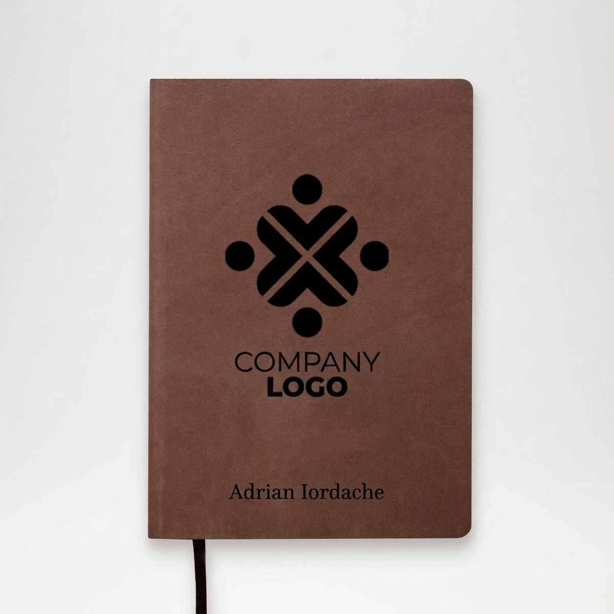 Personalised leather diary with name and logo