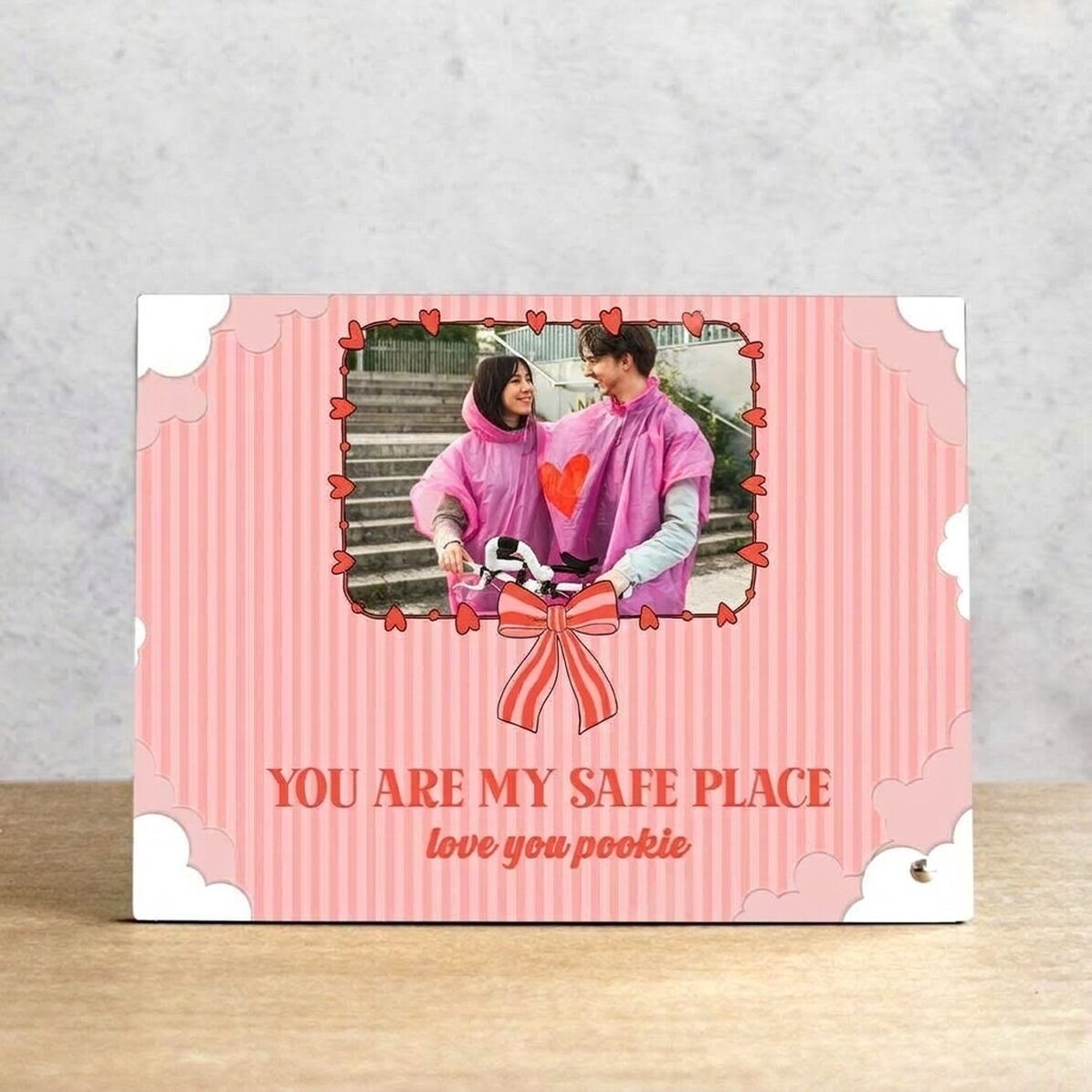 Personalised desk photo frame with photo and text - Coquette love