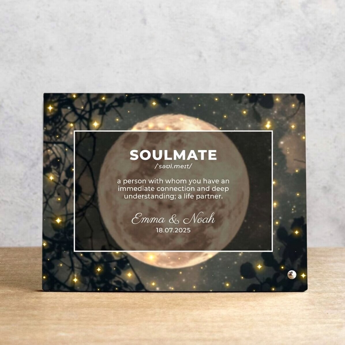Personalised desk photo frame with text - Full moon compatibility