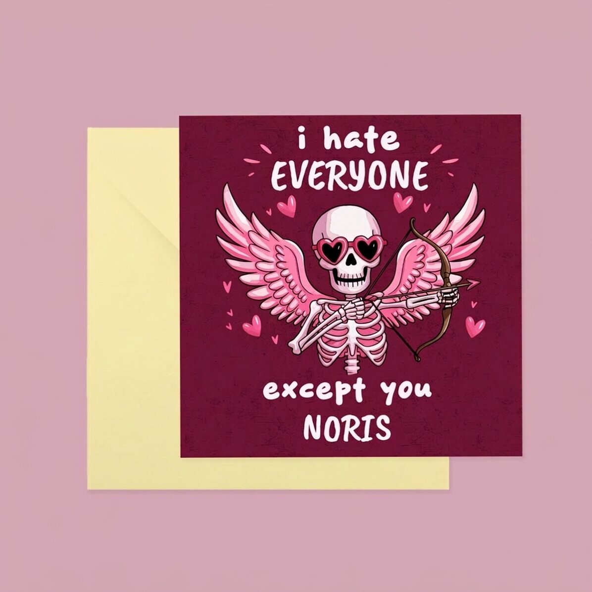 Personalised square card with text - Hate everyone