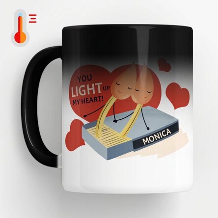 Personalised heat-sensitive mug with message - Light up my heart