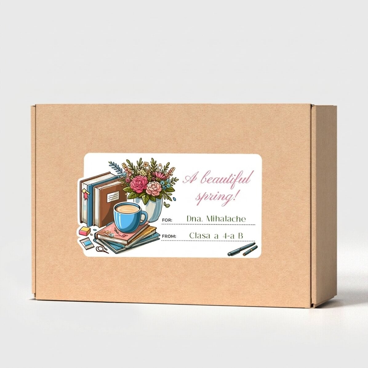 Personalised craft box with sticker for the teacher