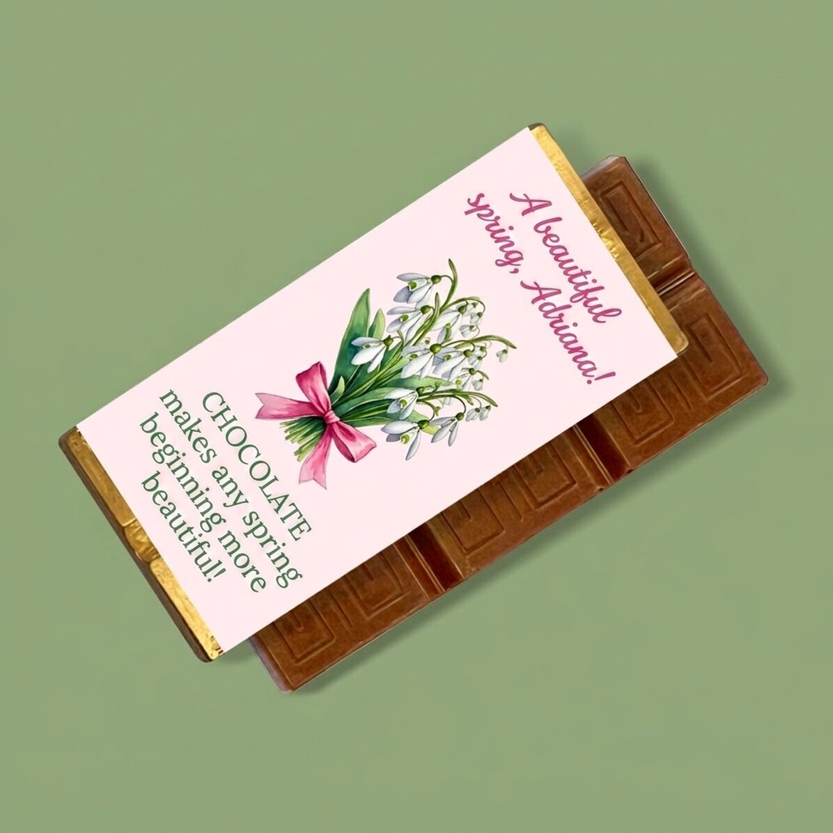 Mini chocolate bar personalised with a message - Spring