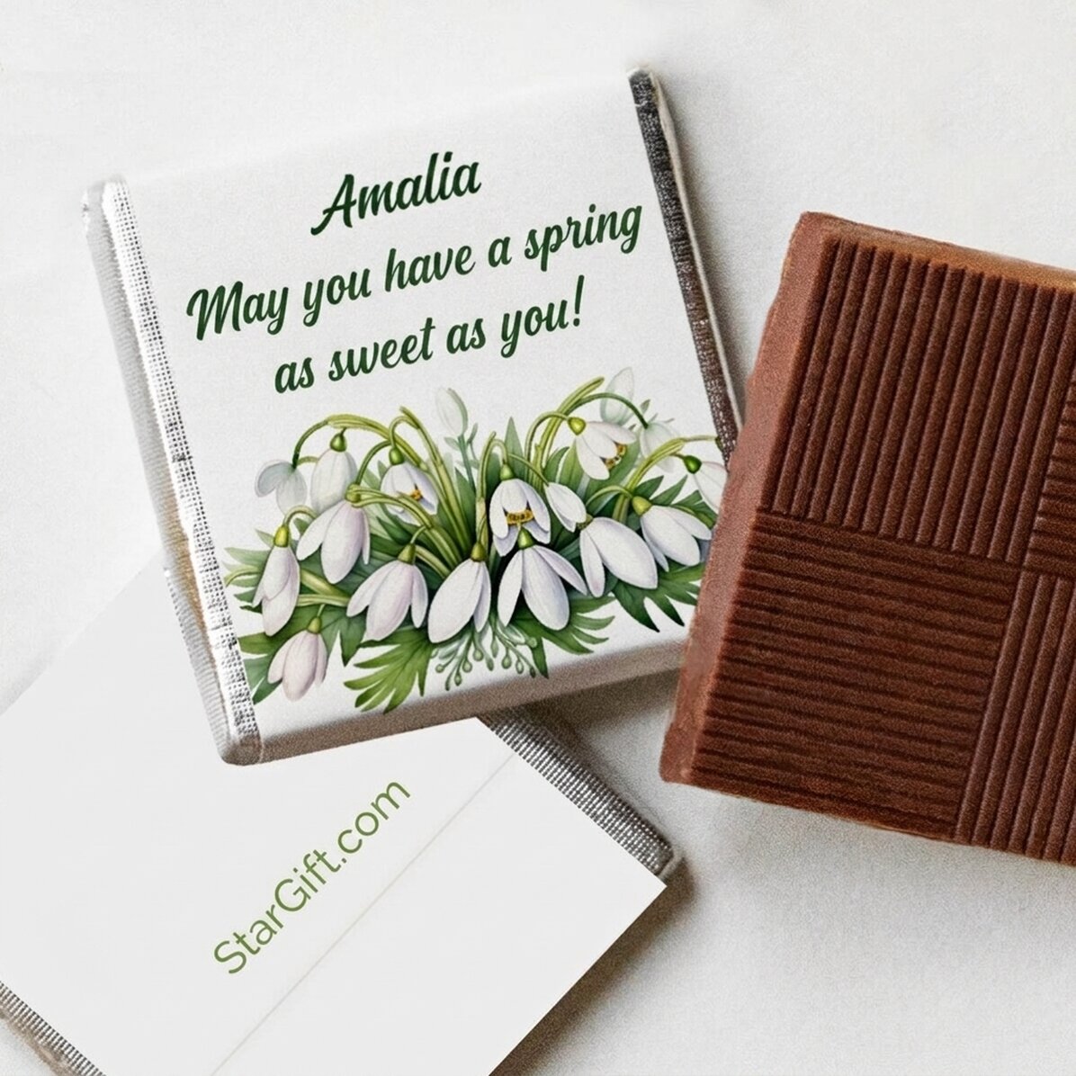 Personalised mini chocolate with message - Snowdrop
