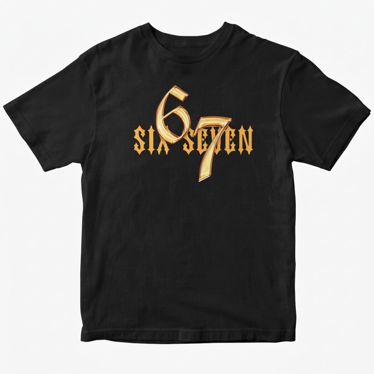 Custom cotton T-shirt with text - 67 Six Seven