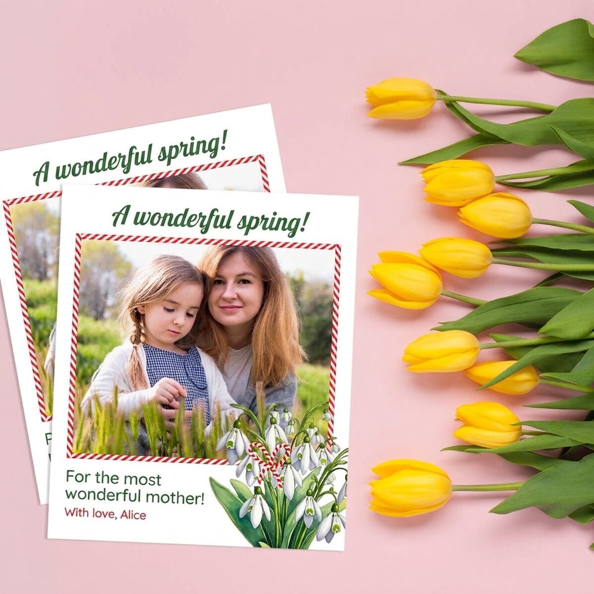 10x12 cm photo frame personalised with a photo and text - Spring