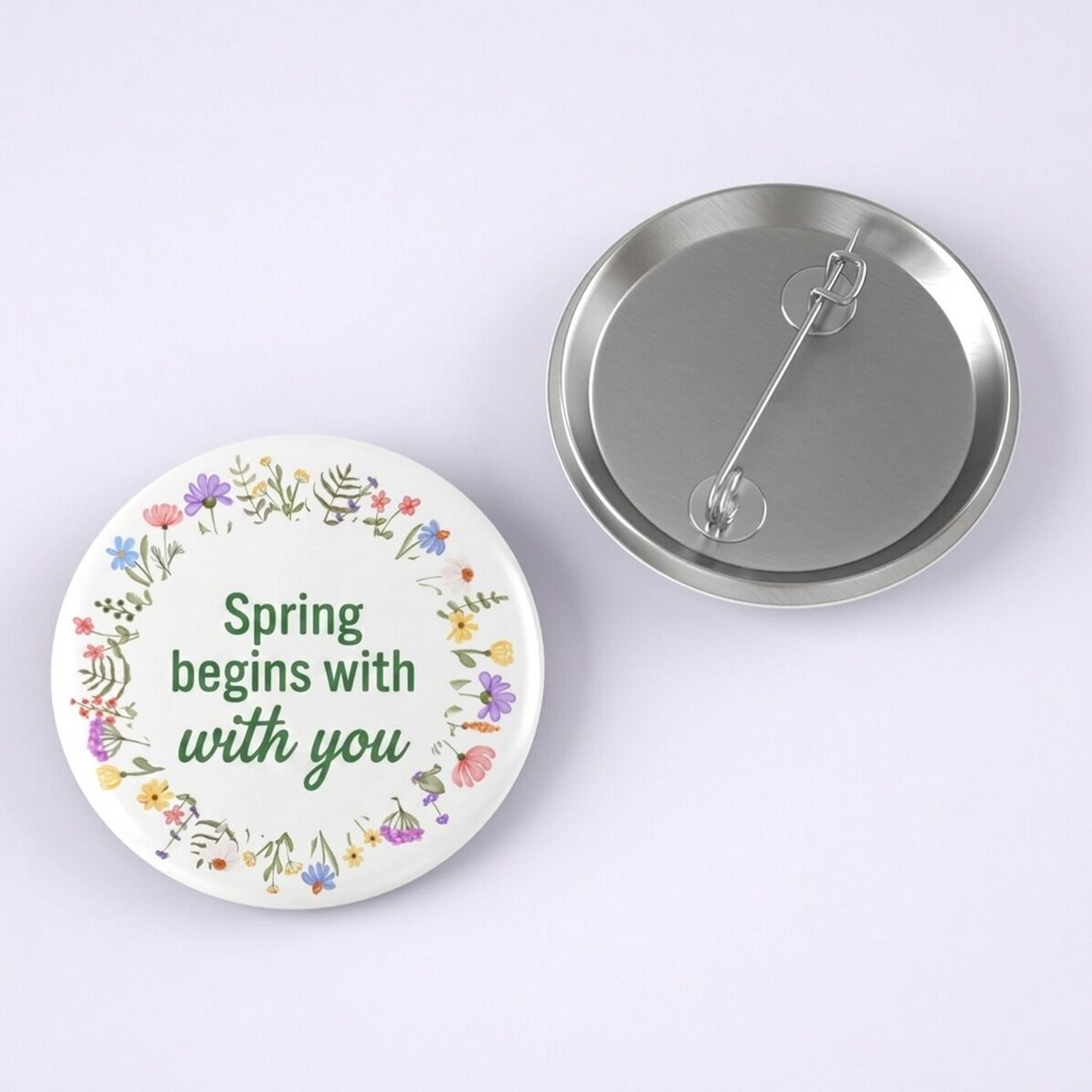 Personalised badge with text - Spring begins with you