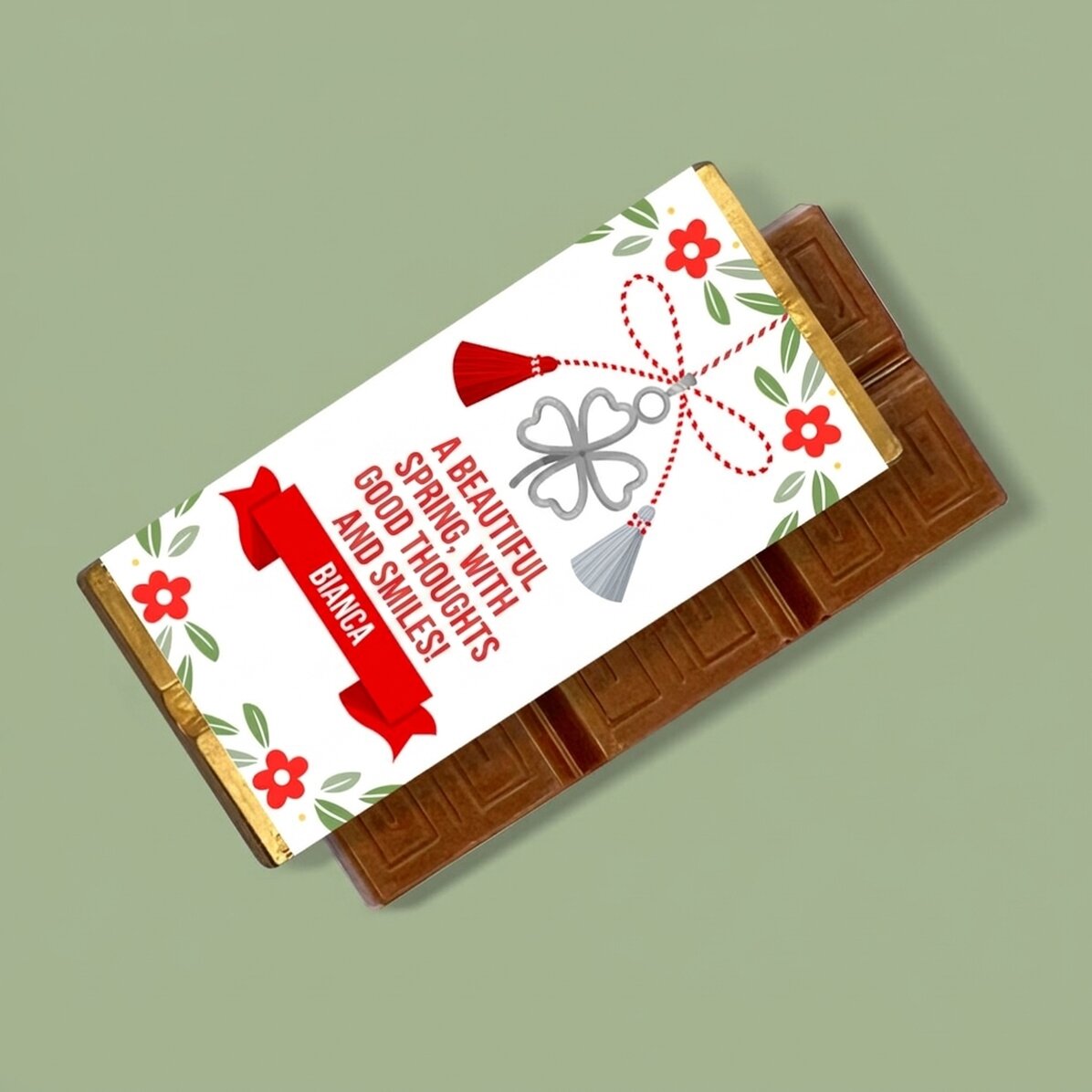 Mini chocolate bar personalised with text