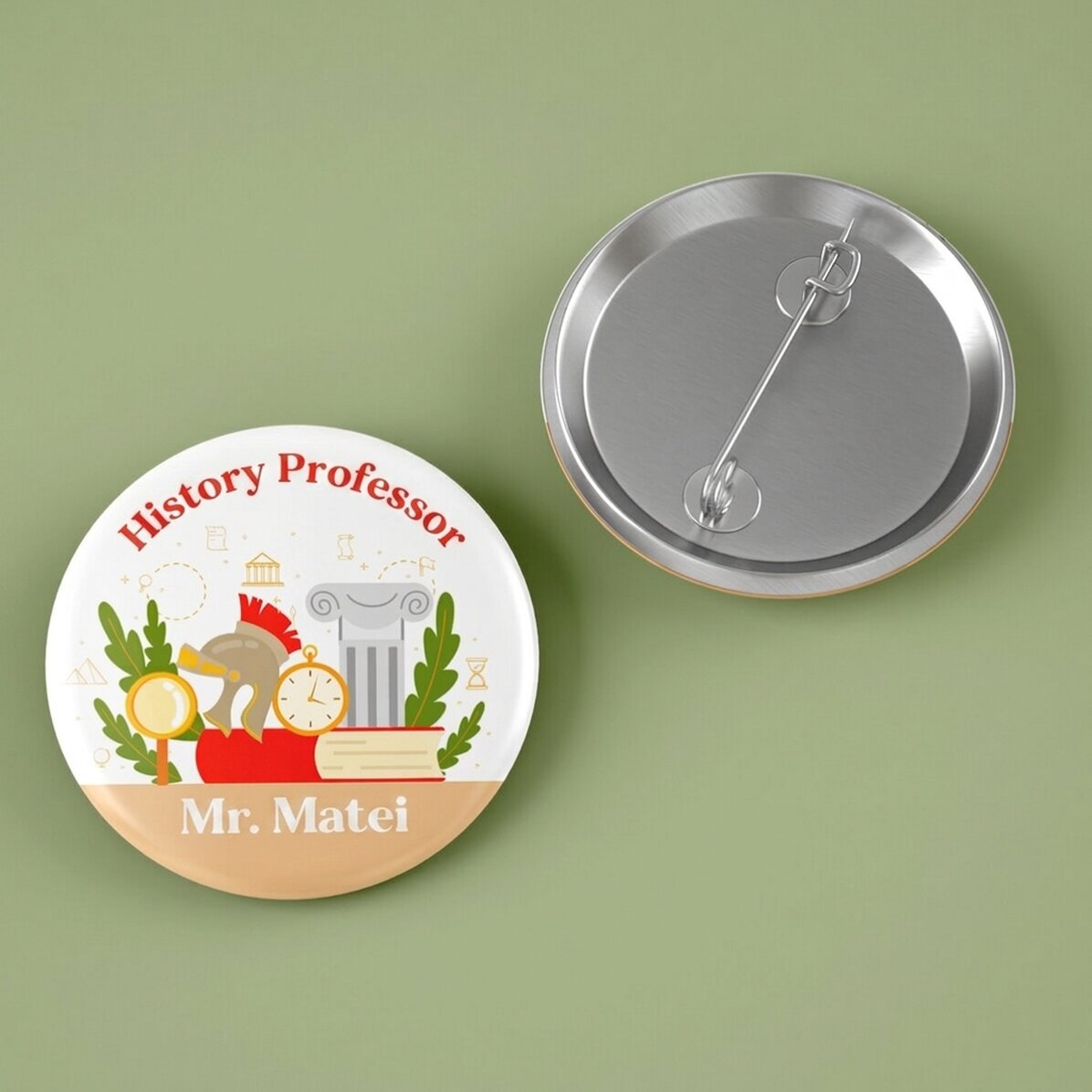 Personalised badge with text - History Teacher