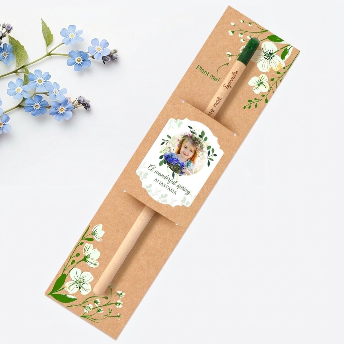 Personalised plantable pencil with photo and message - A wonderful spring