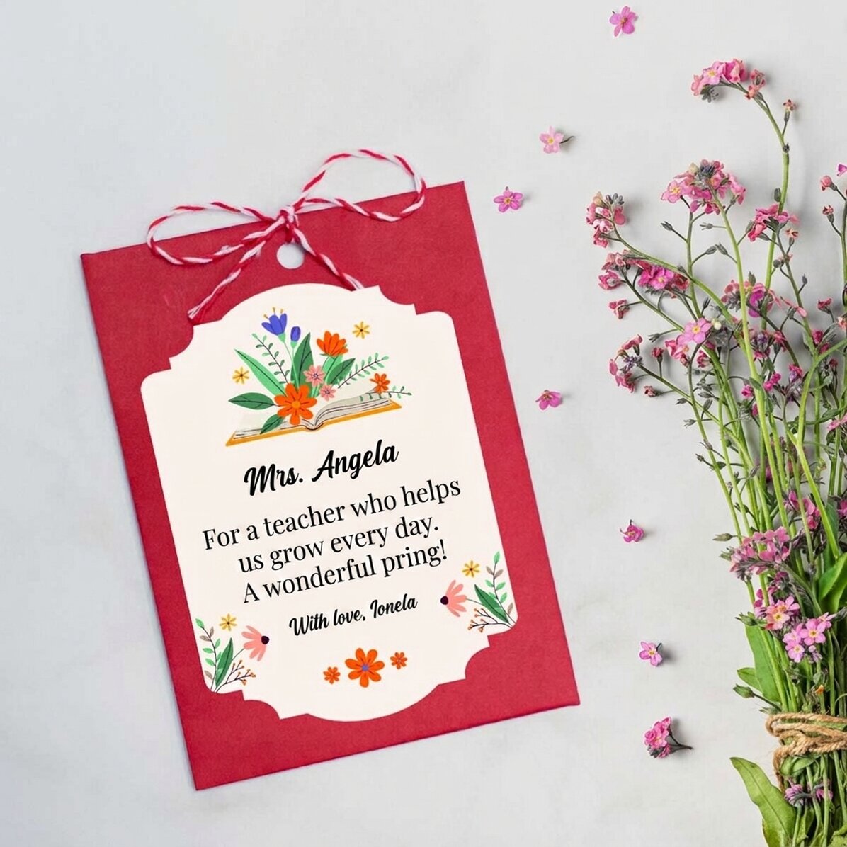 Personalised plantable Martisor with text for teachers