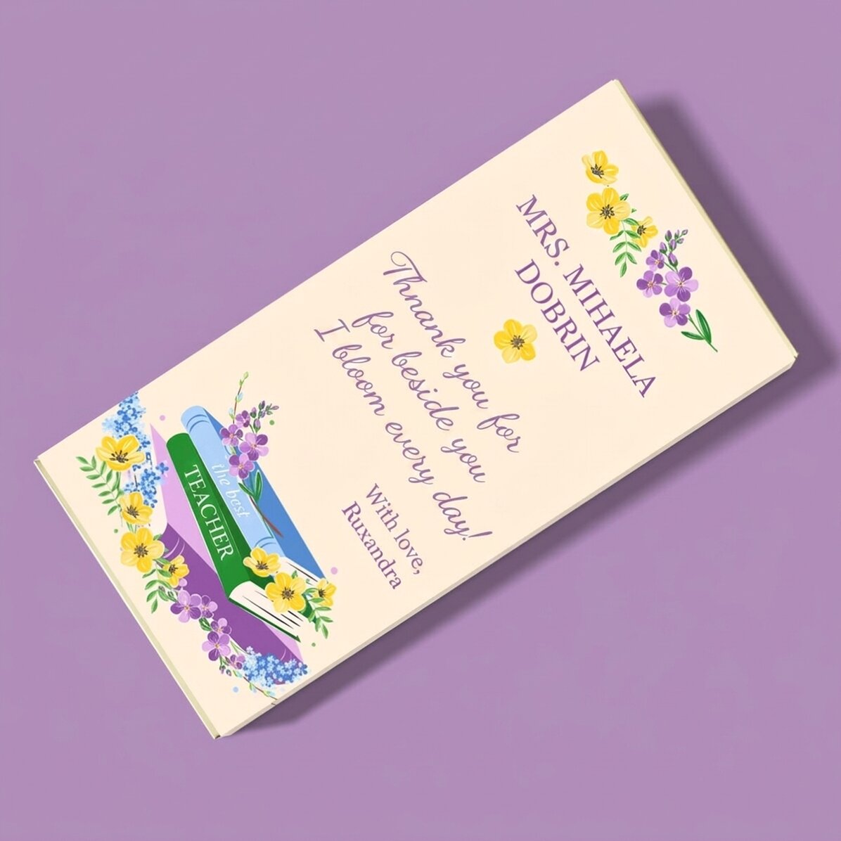Personalised chocolate with a message for teachers