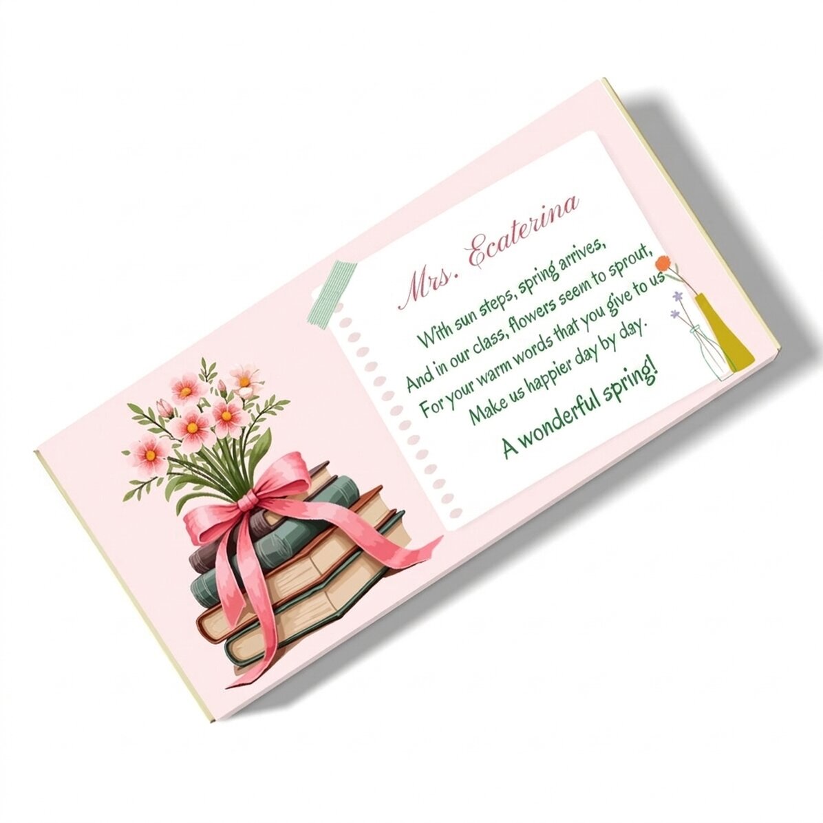 Personalised chocolate with a spring message