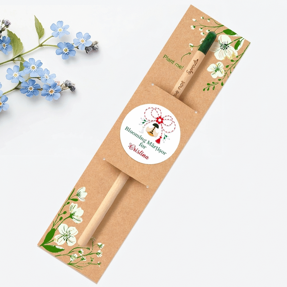 Personalised plantable pencil with blossoming message
