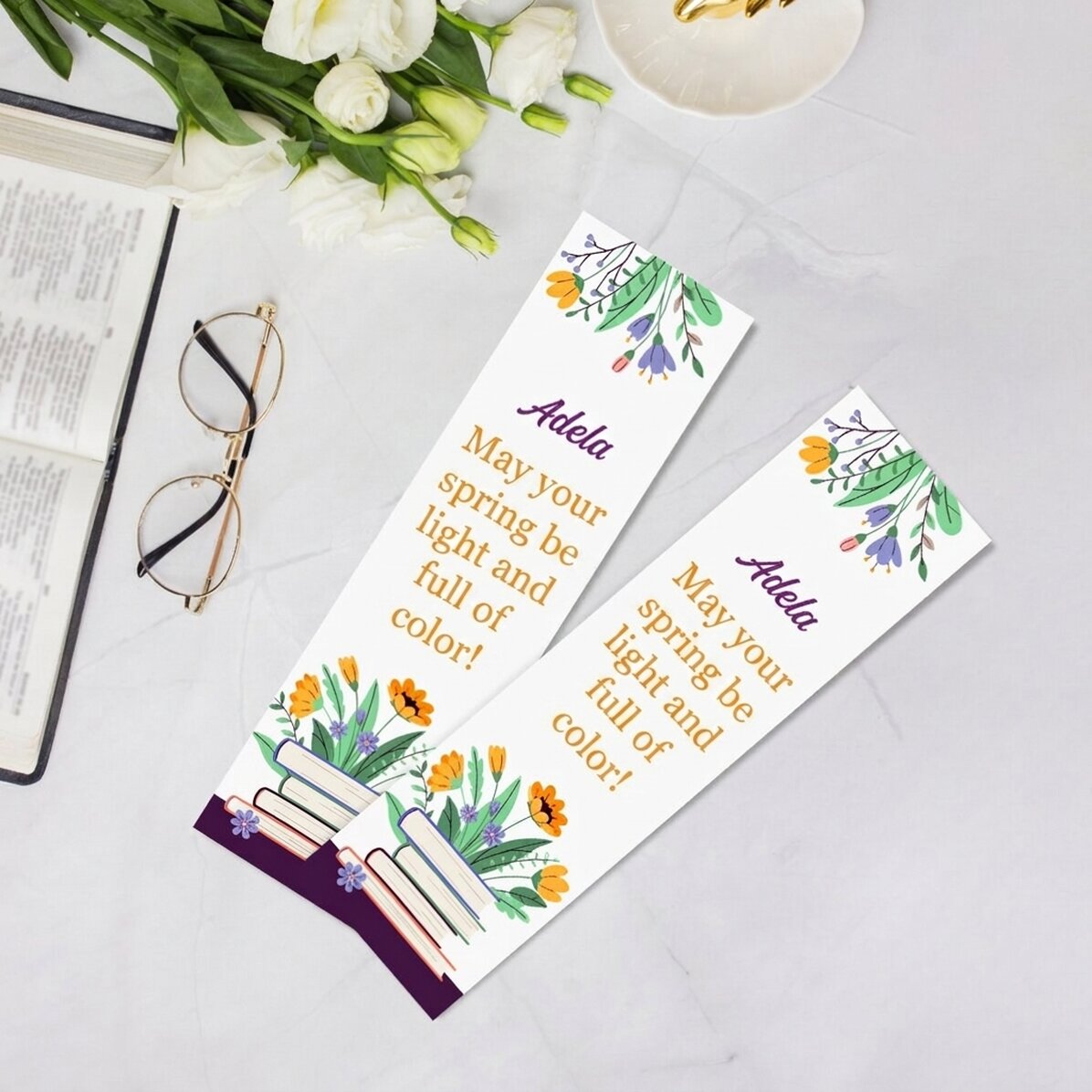 Personalised bookmark with message - Spring