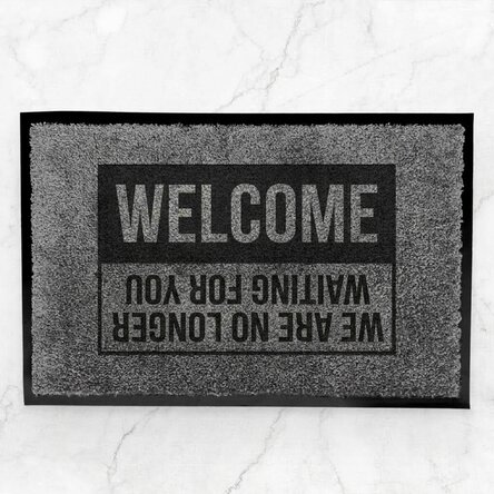 Customised indoor entrance mat with text - Welcome, we weren