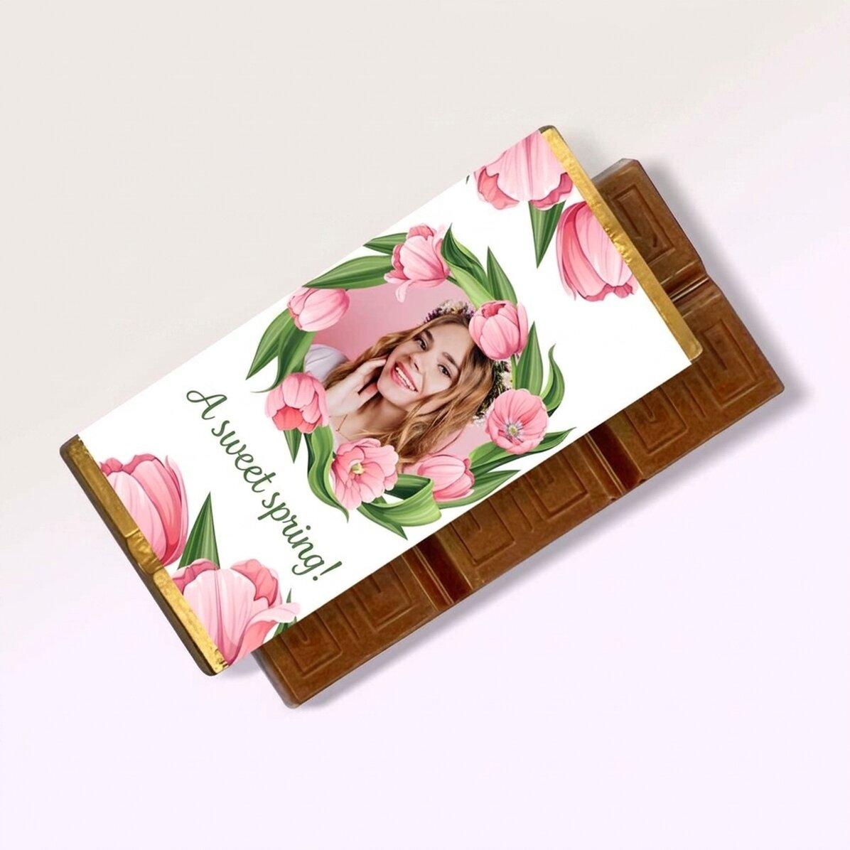 Mini chocolate bar personalised with message and photo - A sweet spring!