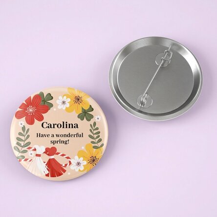 Personalised badge with name and text