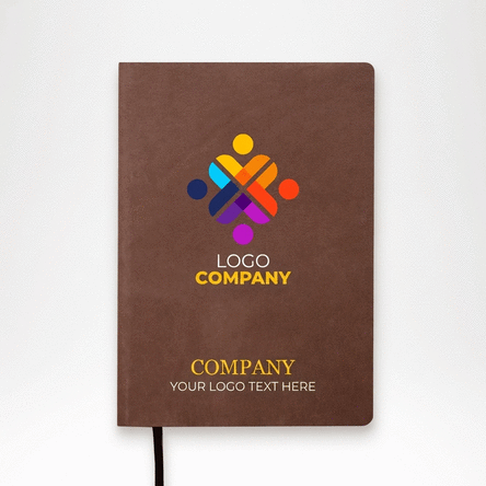 Personalised leather diary in colour with logo and text