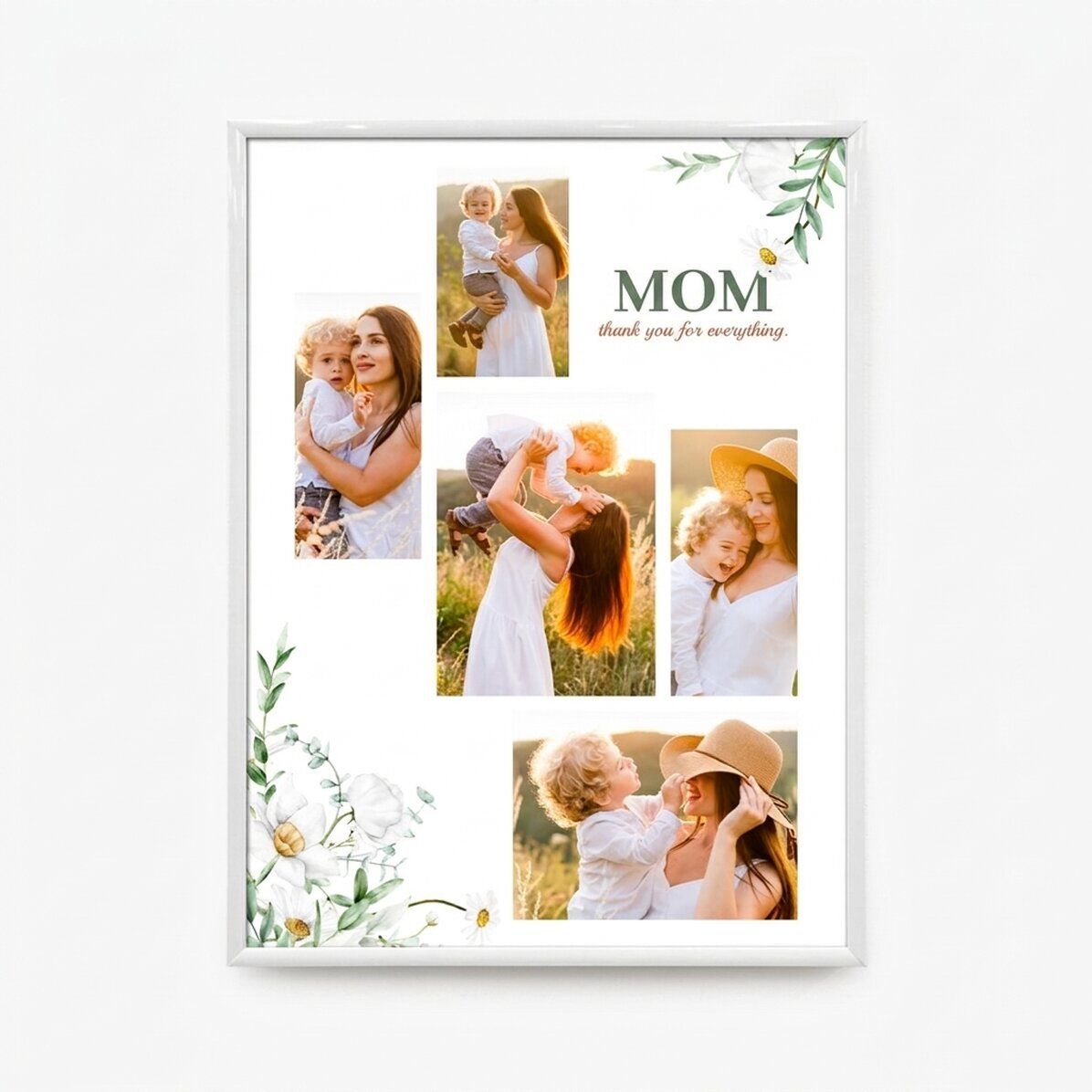 Personalised picture frame with 5 photos and text