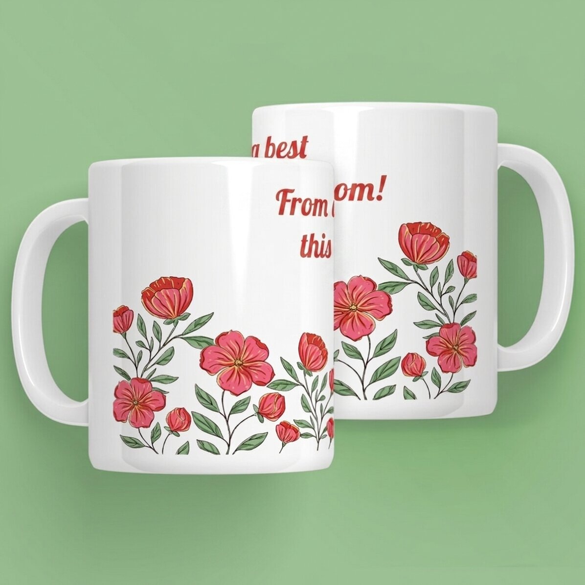 Personalised mug with text - Floral