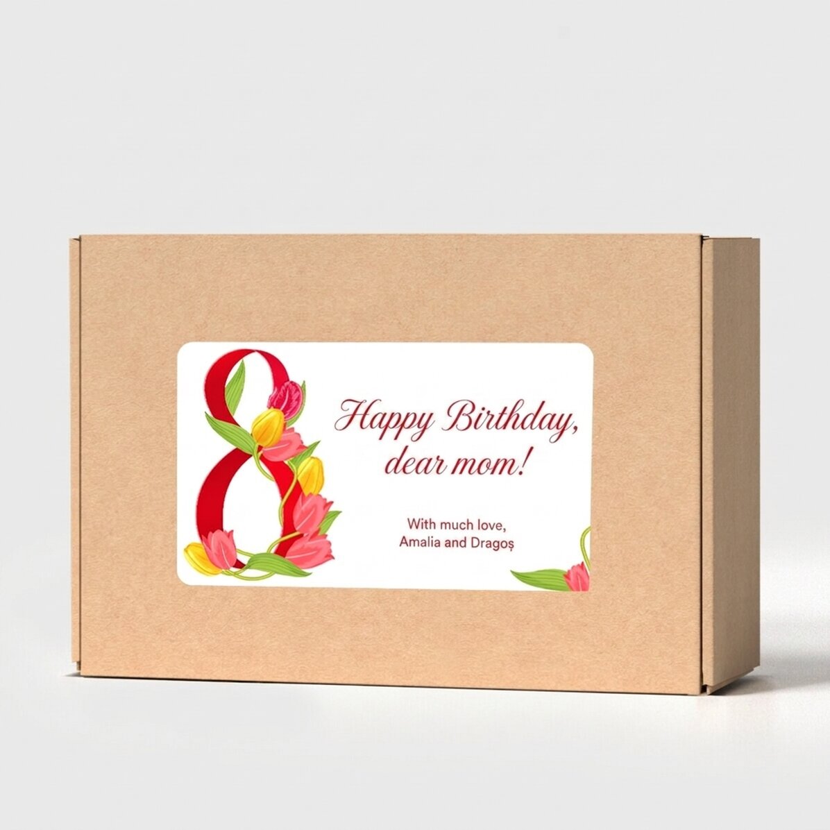 Personalised craft box with sticker with message for 8 March