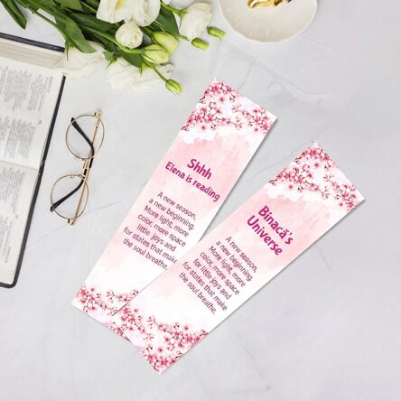Personalised bookmark with message - Cherry Blossom