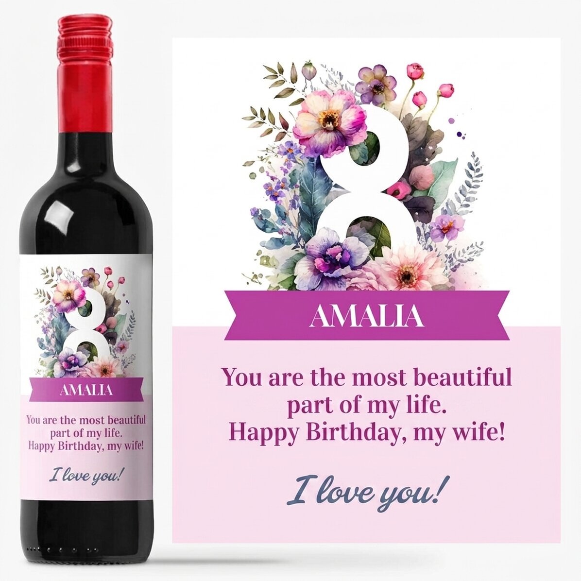 Personalised wine with message - 8 March