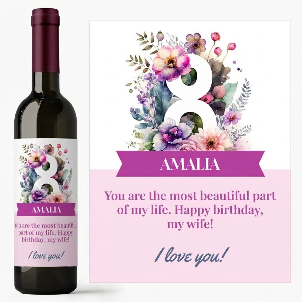 Personalised wine with message - 8 March