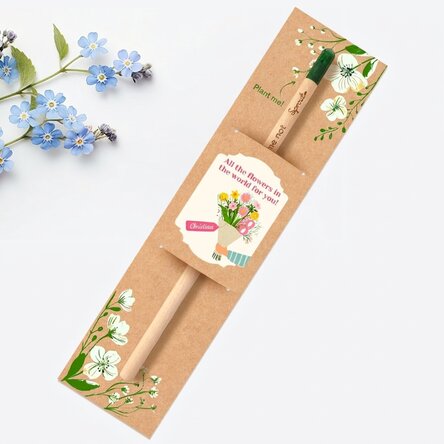 Personalised plantable pencil with message for 8 March - Bouquet of flowers