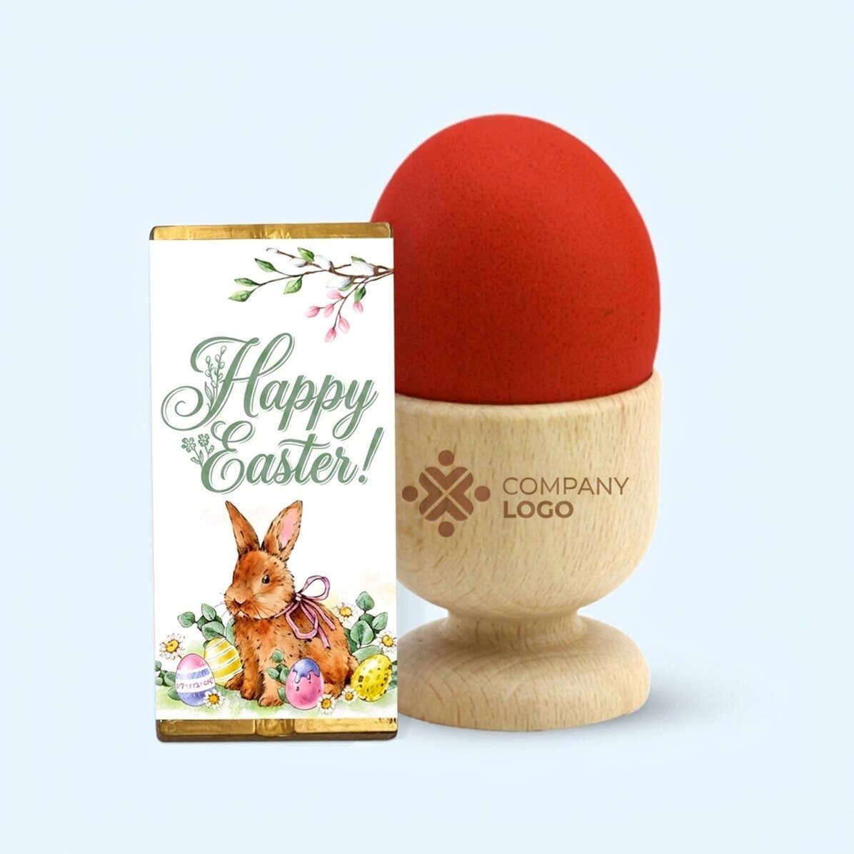Easter gift set with personalised egg holder and mini chocolate bar