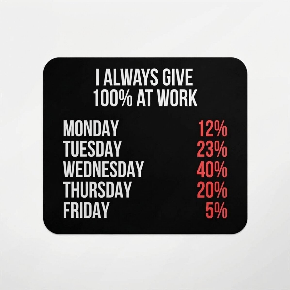 Mouse pad with text - 100% at work
