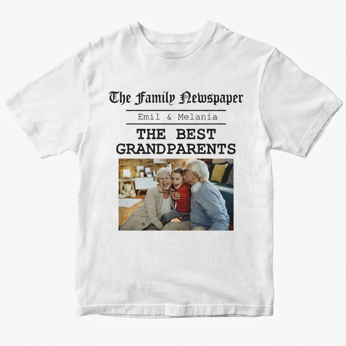 Personalised cotton T-shirt with photo and text - The best grandparents