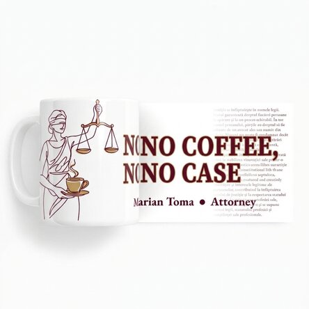 Personalised mug with text for lawyers