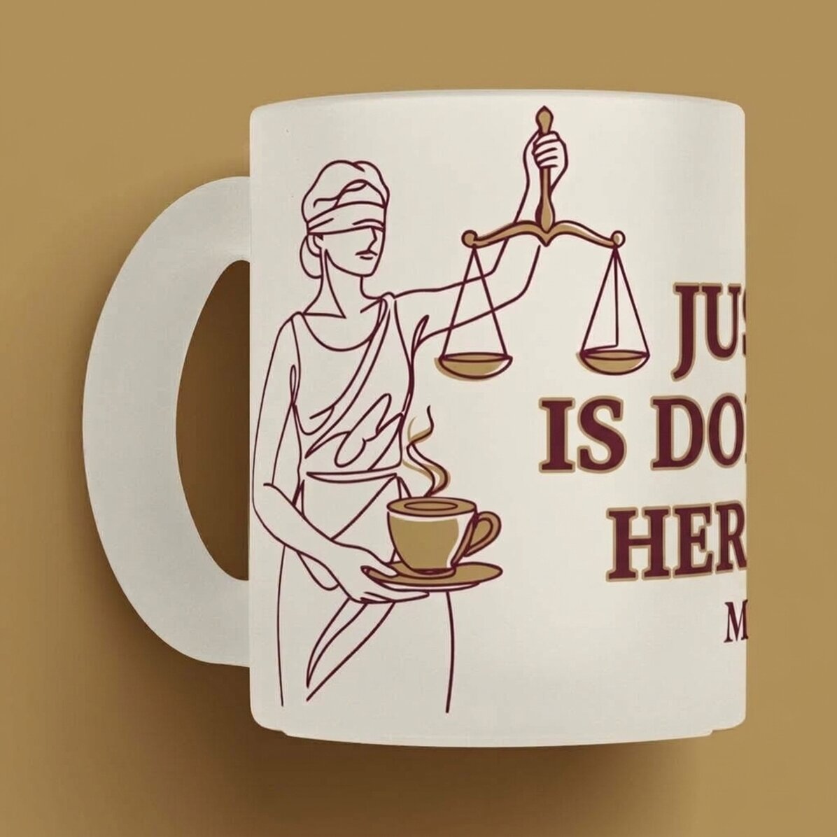 Personalised mug with text for lawyers